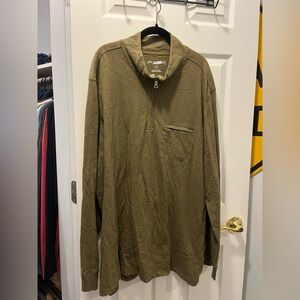 Eddie Bauer Green Thin Long-sleeved Quarter Zip with front pocket Shirt